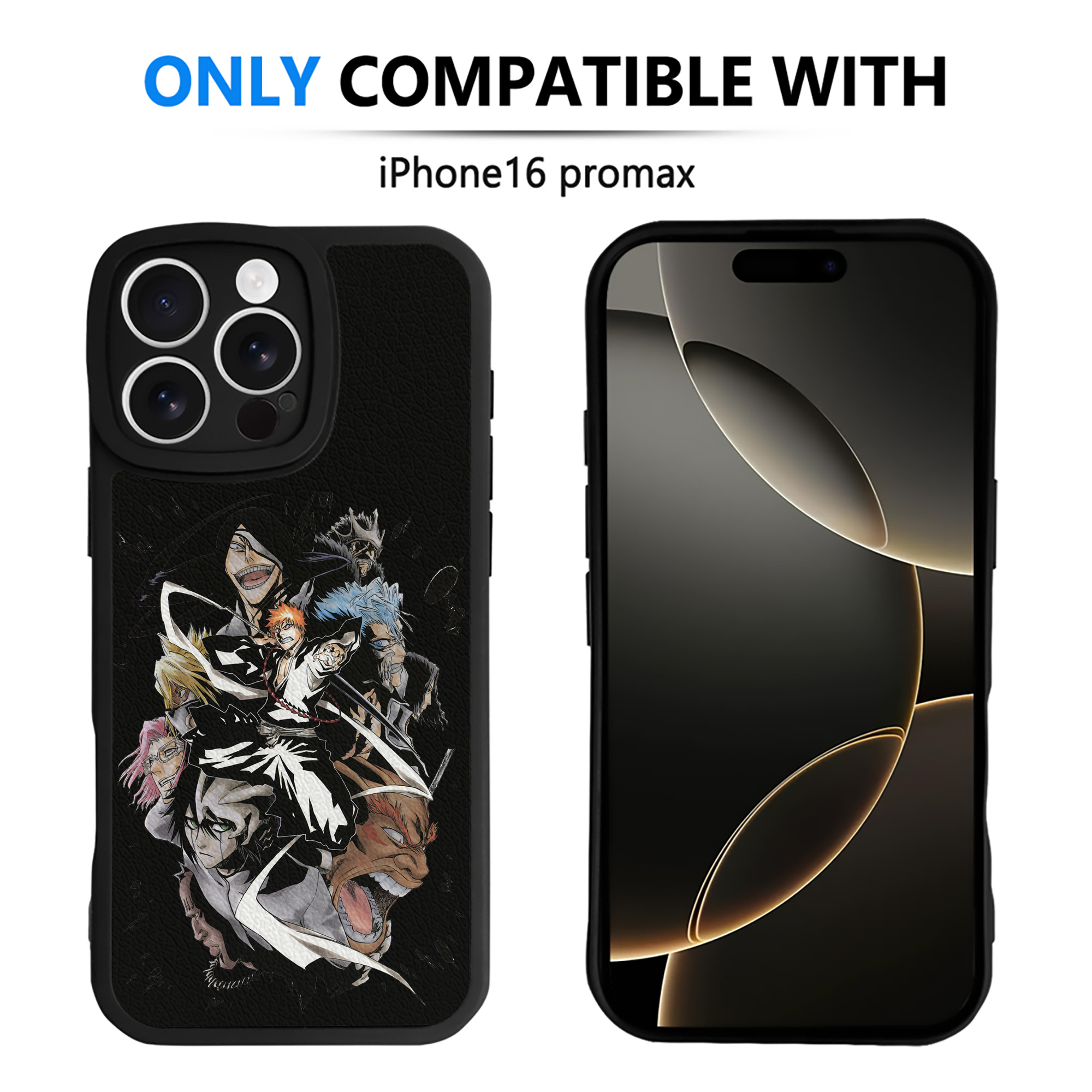 （画像用） ブリーチ 黒崎一護（くろさき いちご）BLEACH Kurosaki Ichigo 【iPhone 16シリーズ対応】シリコンスマホケース（レザー調） 材質：シリコン